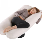 Printed U-shaped maternity pillow with lumbar support for side sleeping