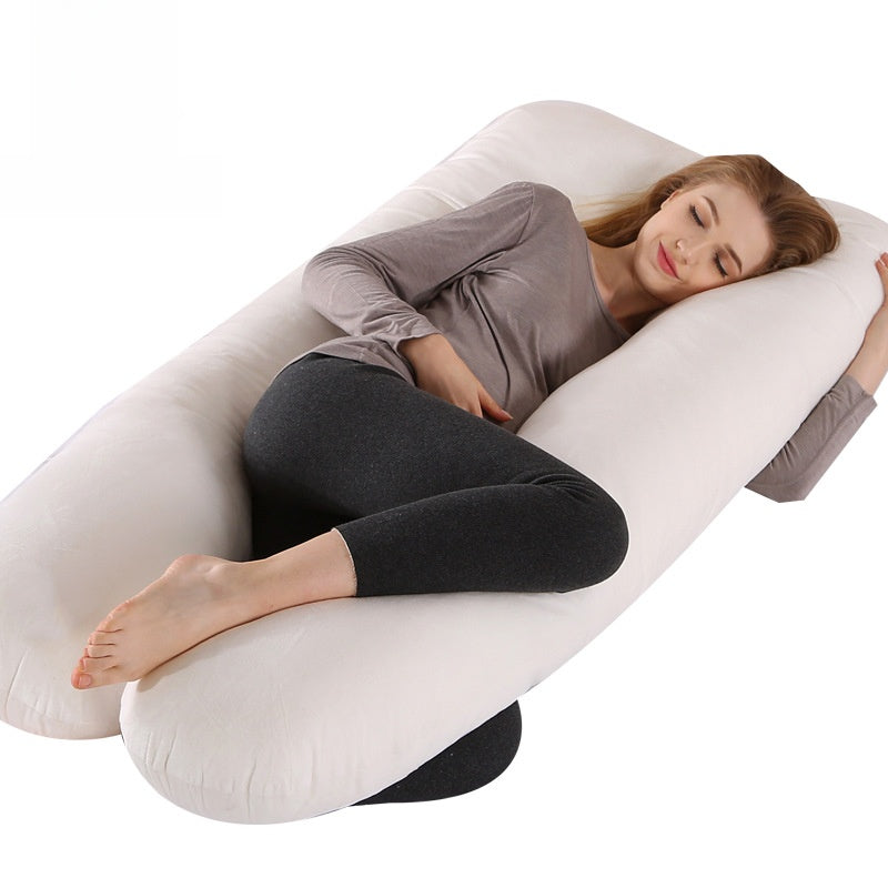 Printed U-shaped maternity pillow with lumbar support for side sleeping