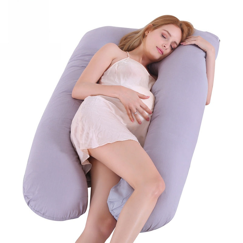 Printed U-shaped maternity pillow with lumbar support for side sleeping