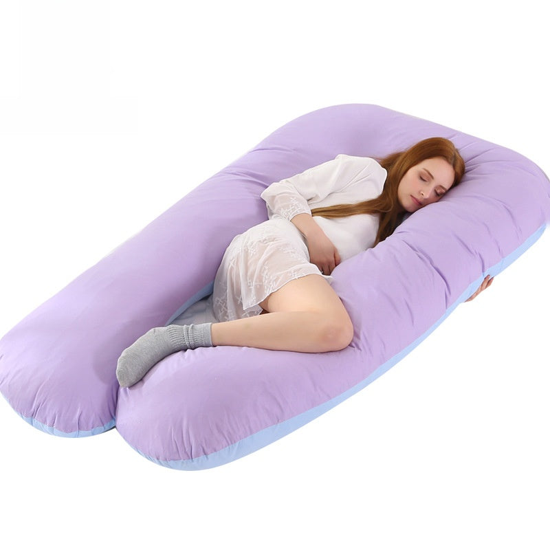 Printed U-shaped maternity pillow with lumbar support for side sleeping