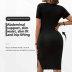 Elastic Maternity One-Piece Dress with Slit