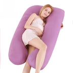 Printed U-shaped maternity pillow with lumbar support for side sleeping