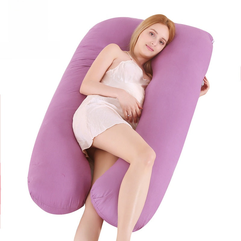 Printed U-shaped maternity pillow with lumbar support for side sleeping