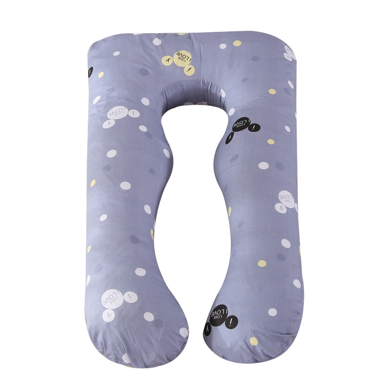 Printed U-shaped maternity pillow with lumbar support for side sleeping