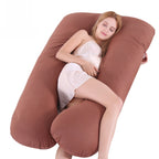 Printed U-shaped maternity pillow with lumbar support for side sleeping