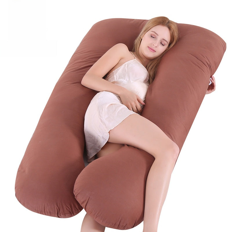 Printed U-shaped maternity pillow with lumbar support for side sleeping