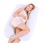 Printed U-shaped maternity pillow with lumbar support for side sleeping