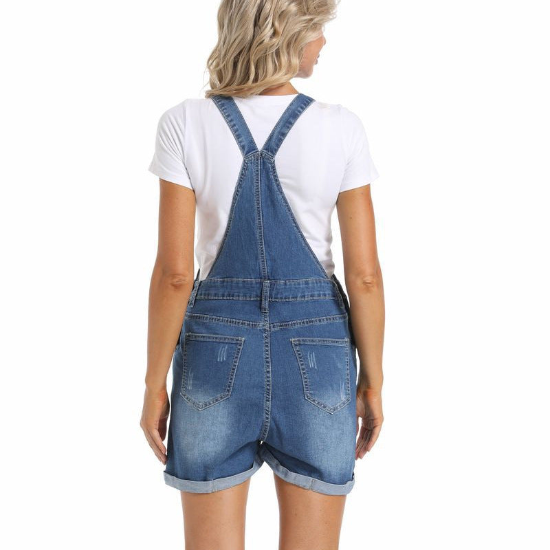 Maternity Denim Overalls Shorts