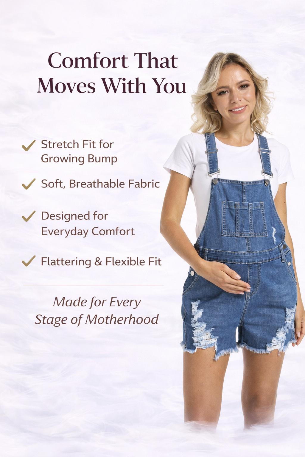 Maternity Denim Overalls Shorts