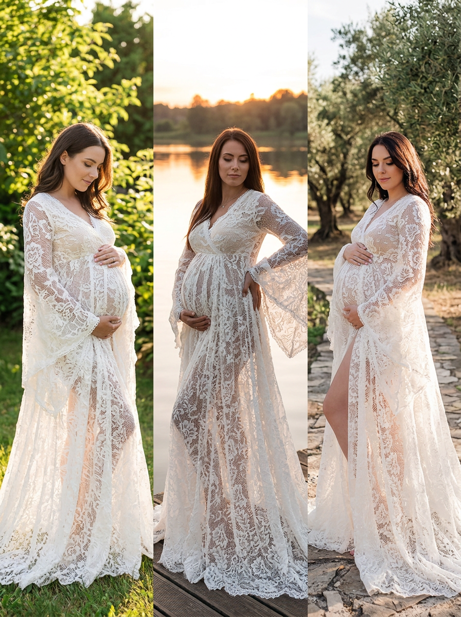 Maternity photography floor-length dress