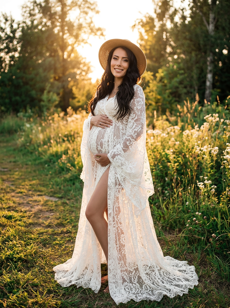 Maternity photography floor-length dress