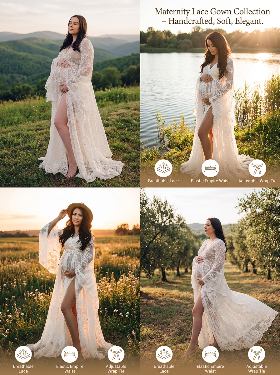 Maternity photography floor-length dress