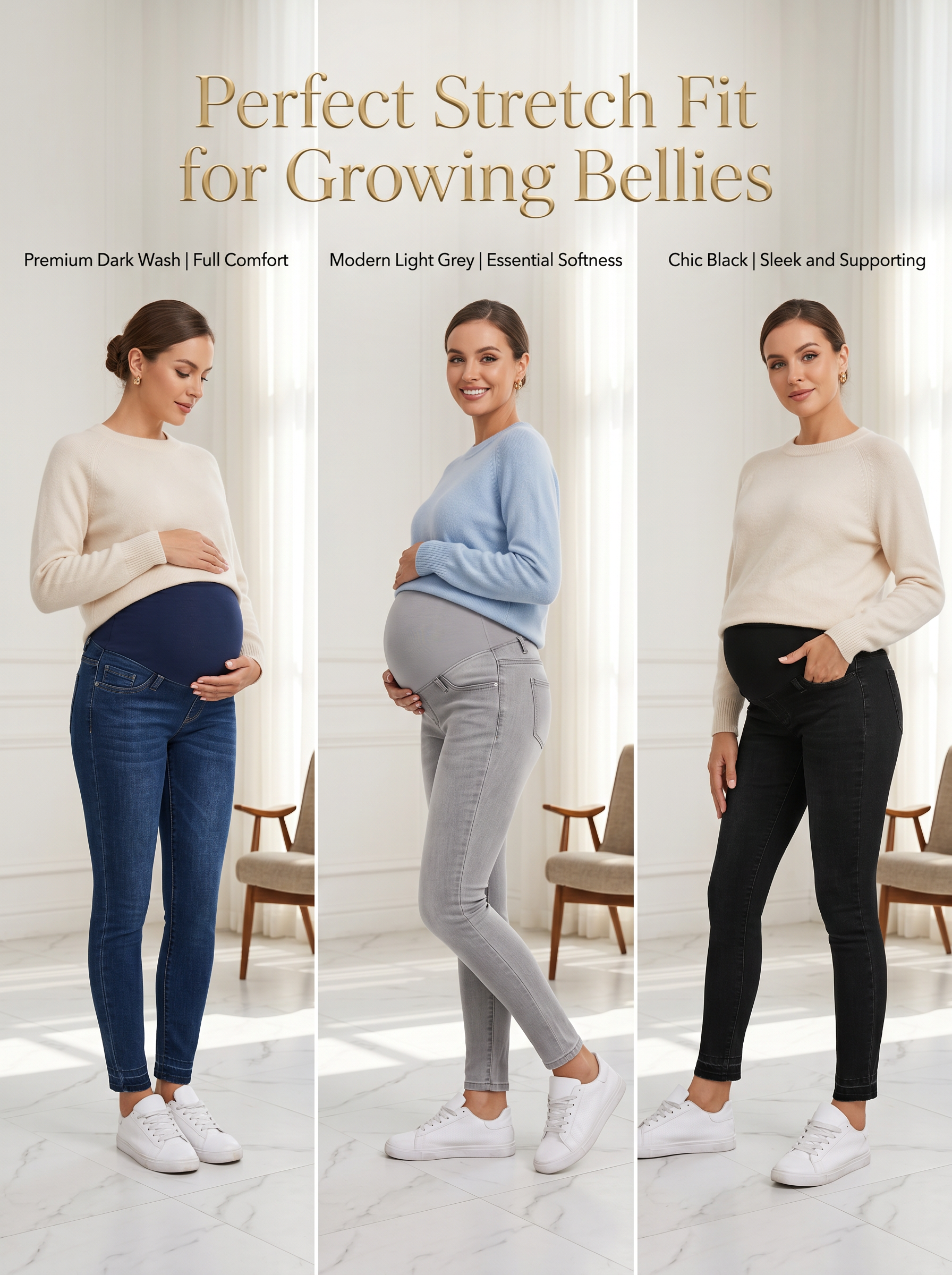 Maternity High-Waisted Stretch Denim Pants