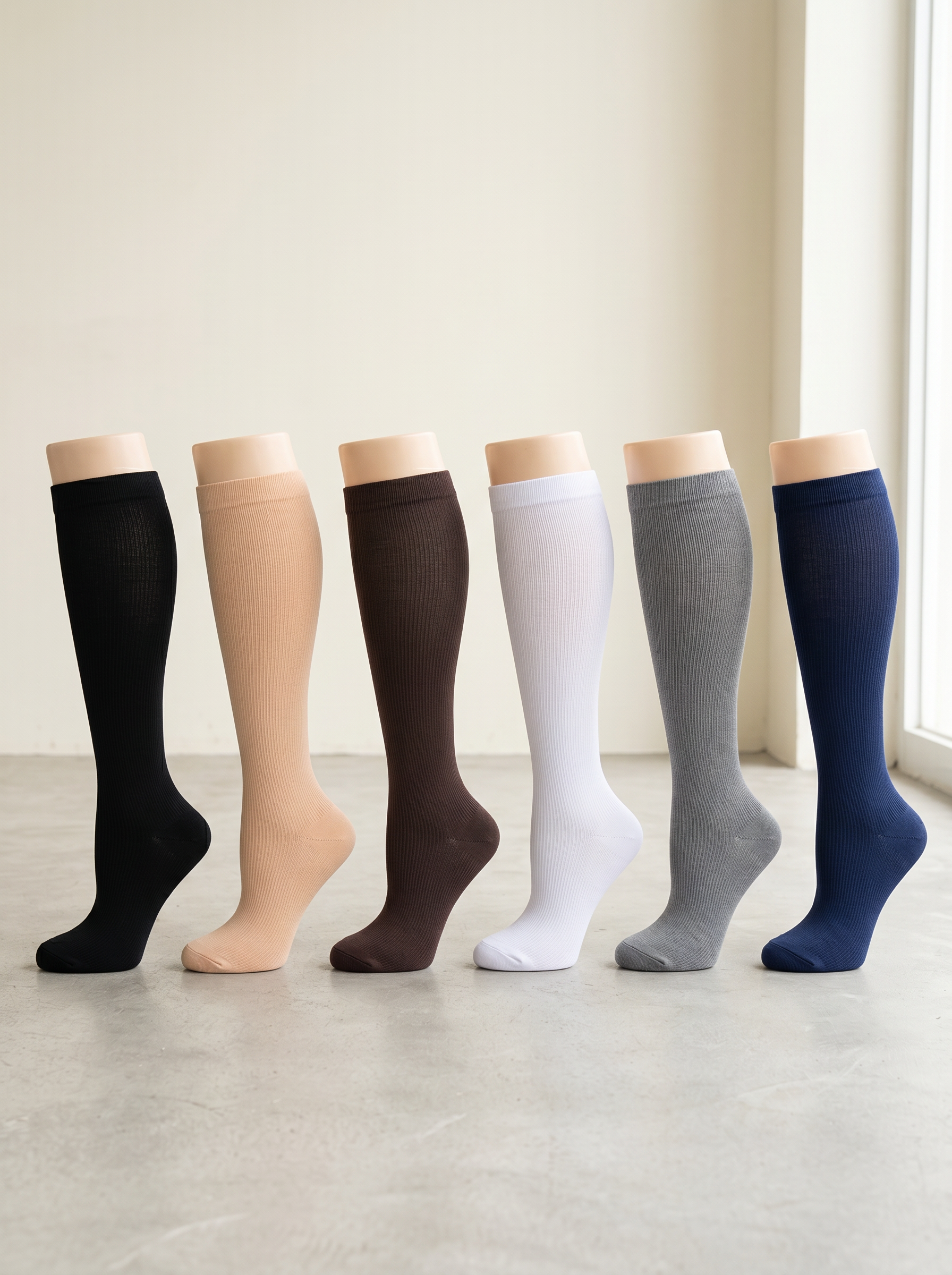 Solid Color Sports Compression Socks for Running and Nursing