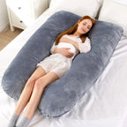 Printed U-shaped maternity pillow with lumbar support for side sleeping
