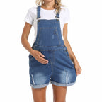 Maternity Denim Overalls Shorts