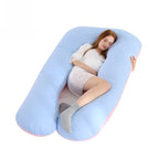 Printed U-shaped maternity pillow with lumbar support for side sleeping