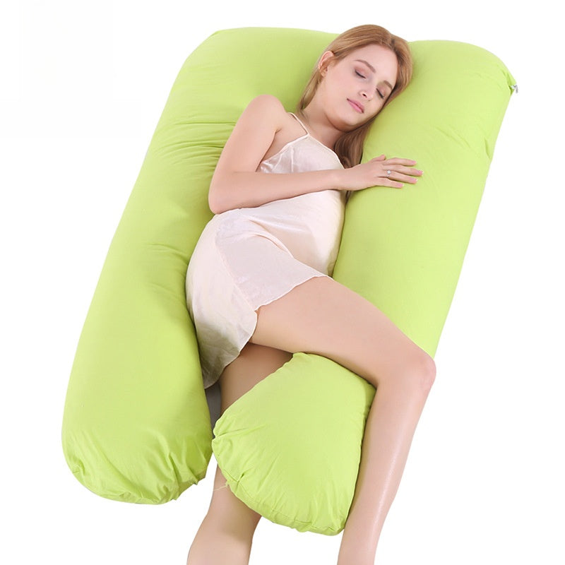 Printed U-shaped maternity pillow with lumbar support for side sleeping