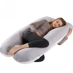 Printed U-shaped maternity pillow with lumbar support for side sleeping