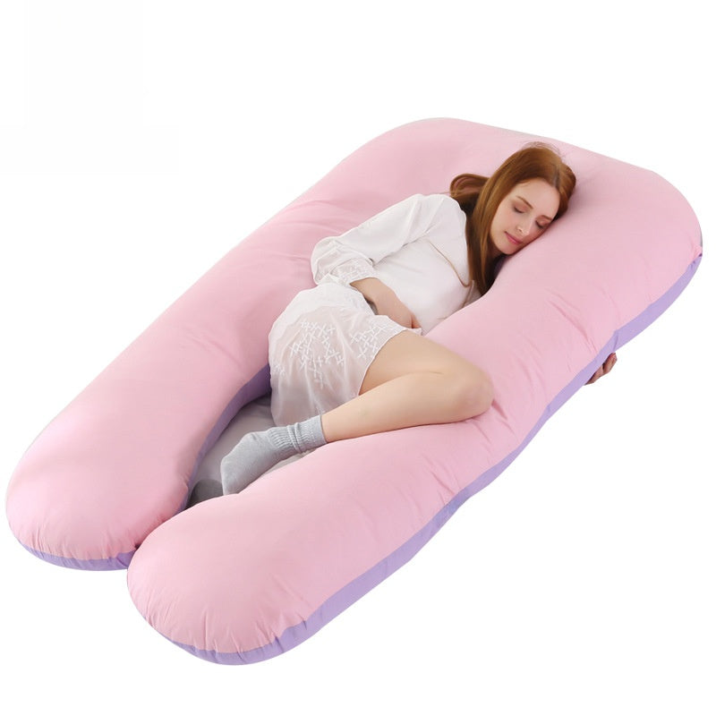 Printed U-shaped maternity pillow with lumbar support for side sleeping