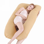 Printed U-shaped maternity pillow with lumbar support for side sleeping
