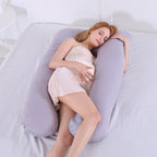 Printed U-shaped maternity pillow with lumbar support for side sleeping